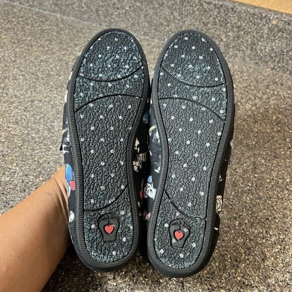 BOBS from Skechers Memory Foam Dogs Sports Black Canvas Slip On Shoe Womens Sz 7 - Picture 10 of 11